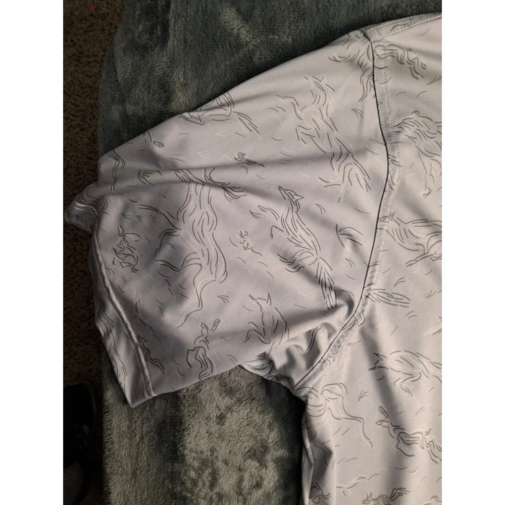 Waggle Golf Polo Mens 2XL Grey Wildlife Print Performance Stretch Short Sleeve - Picture 3 of 12